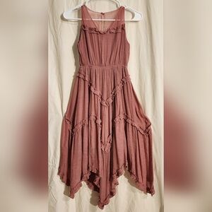 Girls Pink SZ 8 Mia Joy Flowy Assymetrical Ruffled Dress